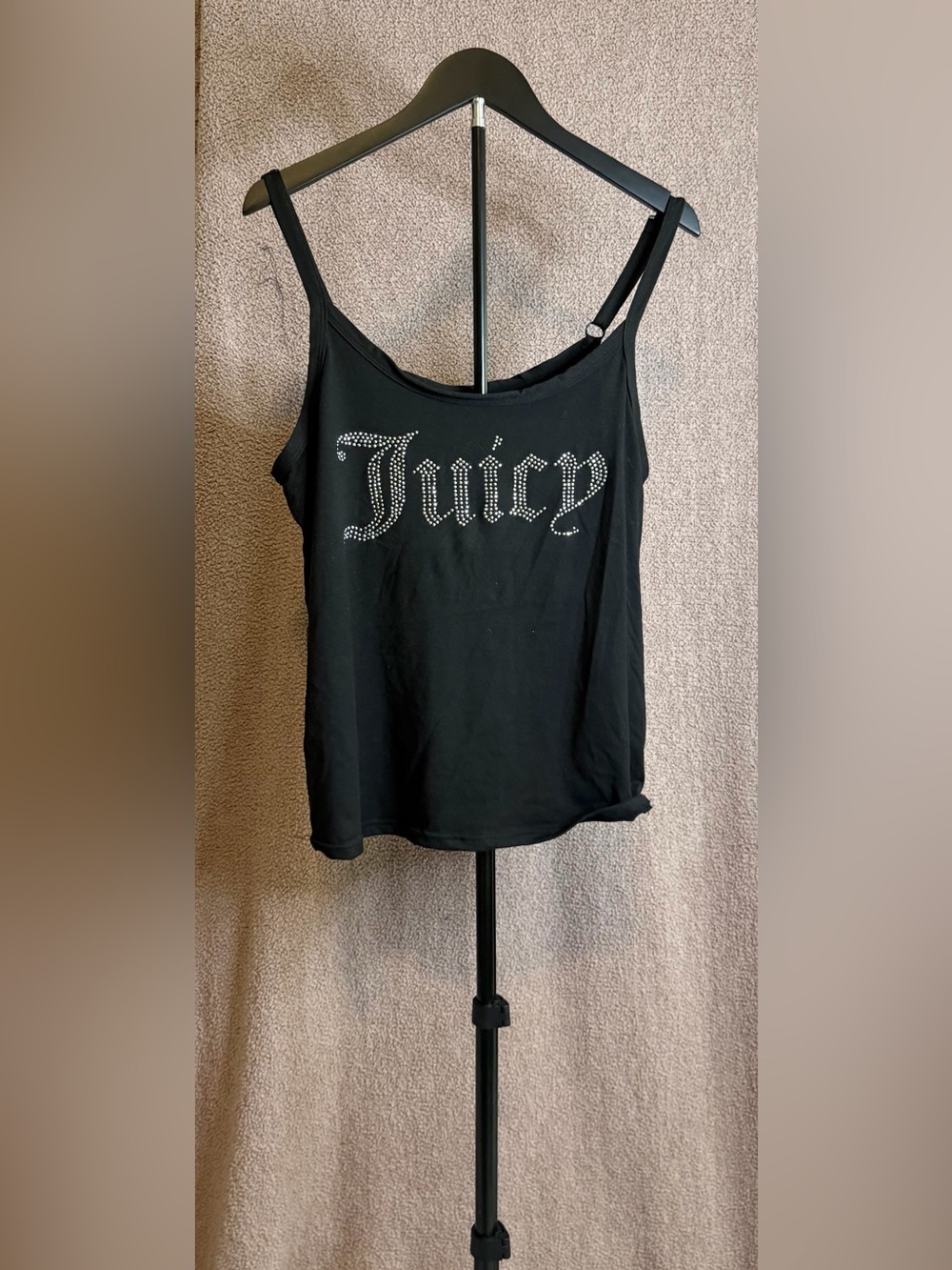 Juicy Couture Black Rhinestone 'Juicy' Logo Cami